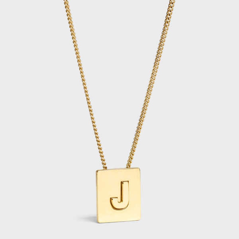 Colliers Celine Alphabet J In Brass With Gold Finish Doré | CL-592273