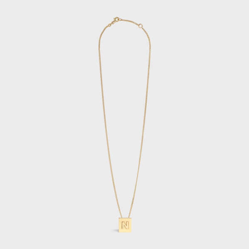 Colliers Celine Alphabet N In Brass With Gold Finish Doré | CL-592277