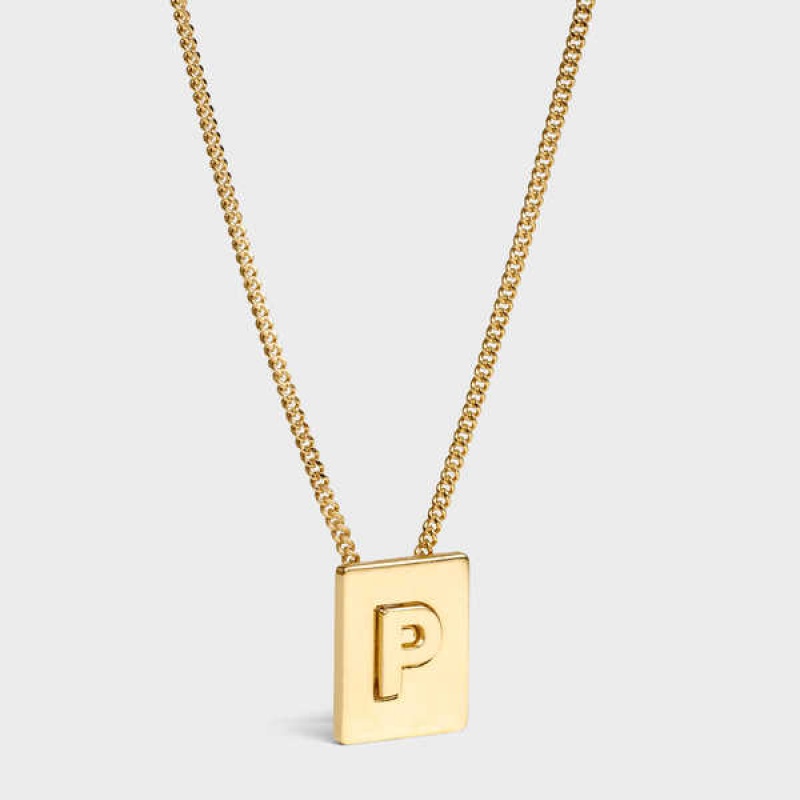Colliers Celine Alphabet P In Brass With Gold Finish Doré | CL-592279