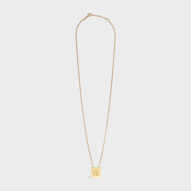 Colliers Celine Alphabet R In Brass With Gold Finish Doré | CL-592281