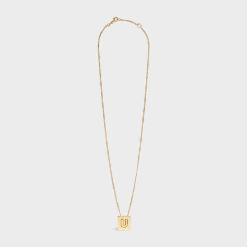Colliers Celine Alphabet U In Brass With Gold Finish Doré | CL-592284