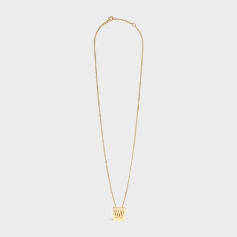 Colliers Celine Alphabet W In Brass With Gold Finish Doré | CL-592286