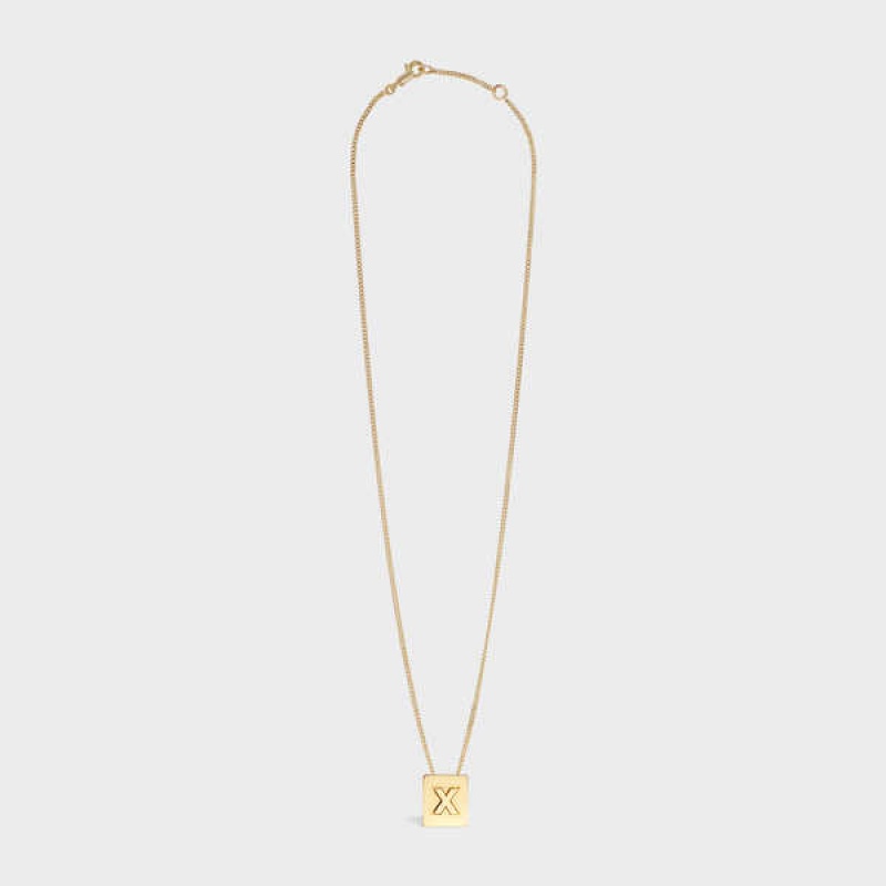 Colliers Celine Alphabet X In Brass With Gold Finish Doré | CL-592287