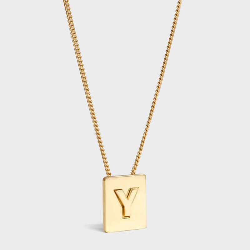 Colliers Celine Alphabet Y In Brass With Gold Finish Doré | CL-592288