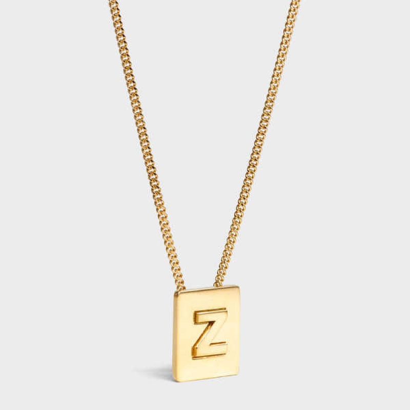 Colliers Celine Alphabet Z In Brass With Gold Finish Doré | CL-592289