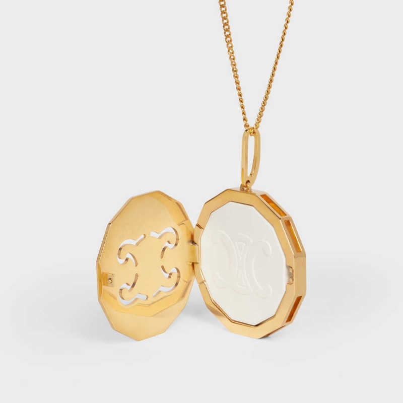Colliers Celine Les Etuis Parfums Triomphe Céramique In Brass With Gold Finish Doré | CL-592259