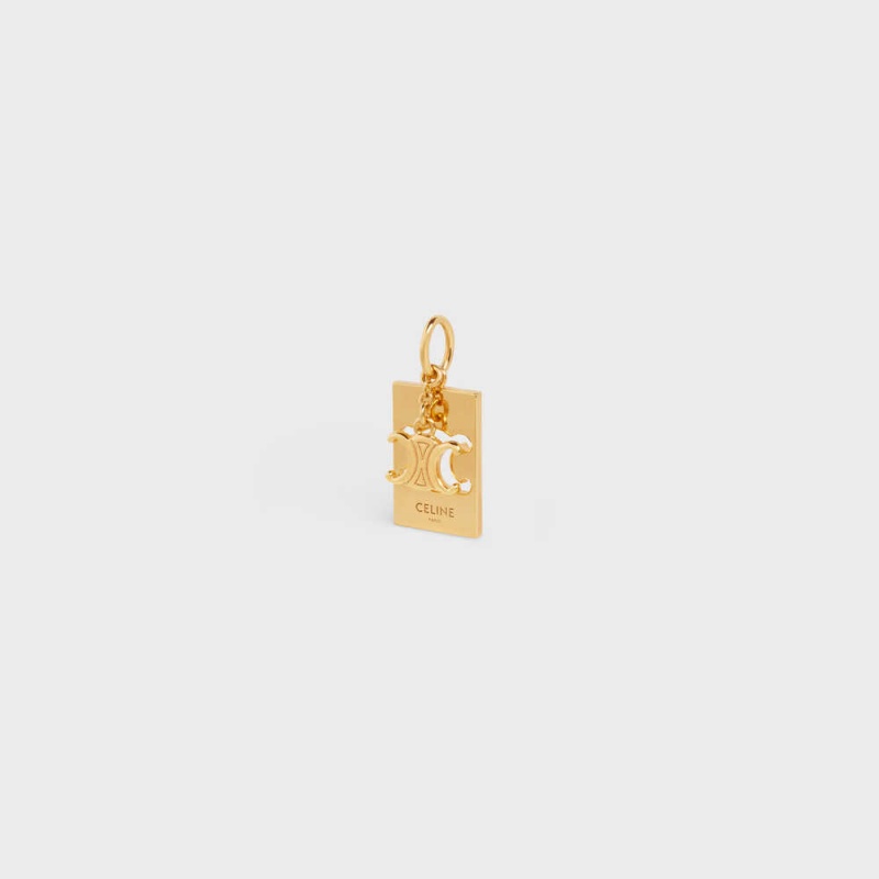 Colliers Celine Separables Triomphe Interlocked Pendant In Brass With Gold Finish Doré | CL-592261