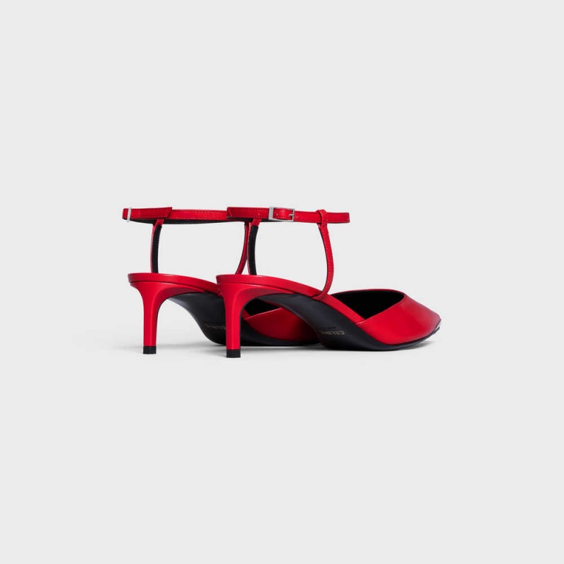 Escarpin Celine Kitten With Metal Embout In Kidskin Rouge | CL-592566