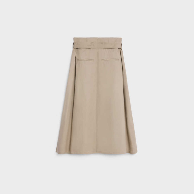 Jupes Celine High-waisted In Legere Gabardine Beige | CL-592879