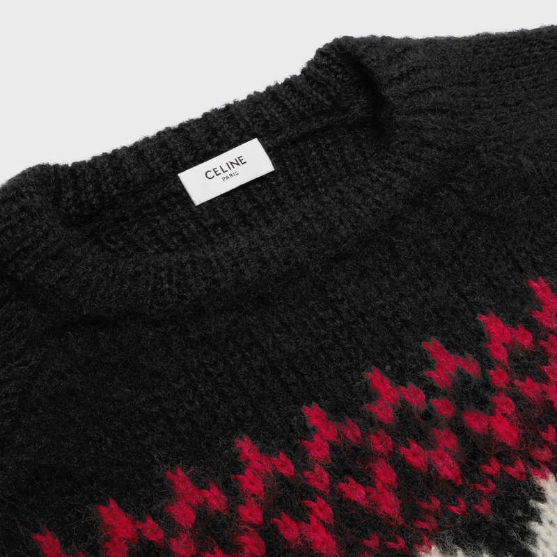 Knitwear Celine Boxy In Snowflake Laine Noir Rouge Blanche | CL-592104