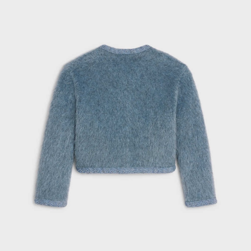 Knitwear Celine Cardigan In Brushed Mohair Bleu | CL-592697