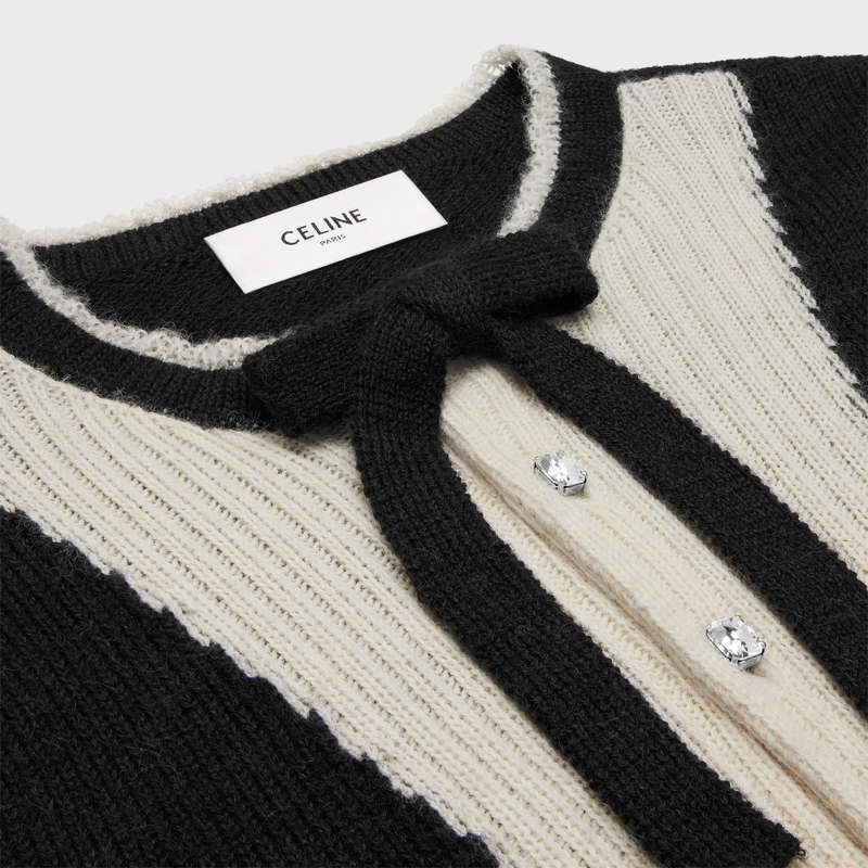 Knitwear Celine Cardigan With Bow In Alpaca Noir | CL-592083