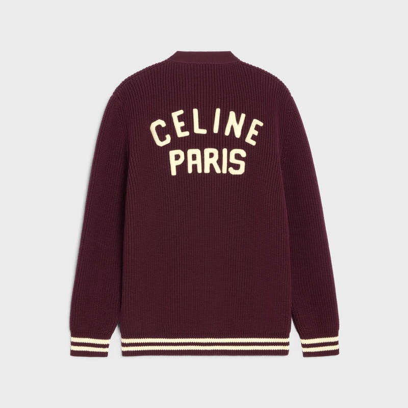 Knitwear Celine College Cardigan In Coton Bordeaux | CL-592085