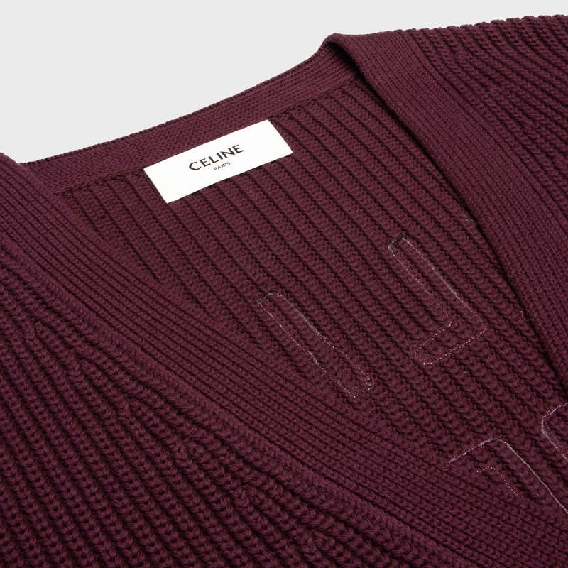 Knitwear Celine College Cardigan In Coton Bordeaux | CL-592085