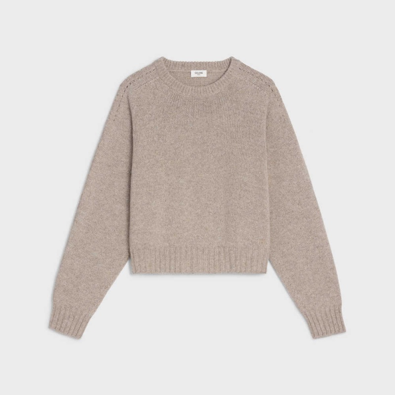 Knitwear Celine Crew Neck In Seamless Cashmere Marron | CL-592708