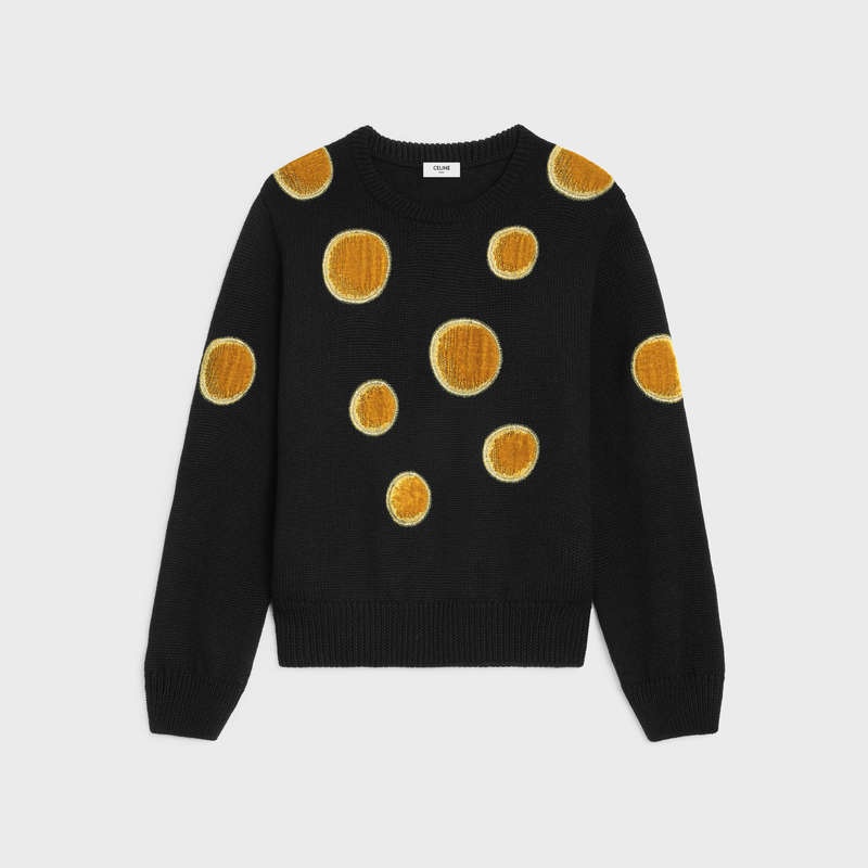 Knitwear Celine Crew Neck In Velvet Laine Noir | CL-592089