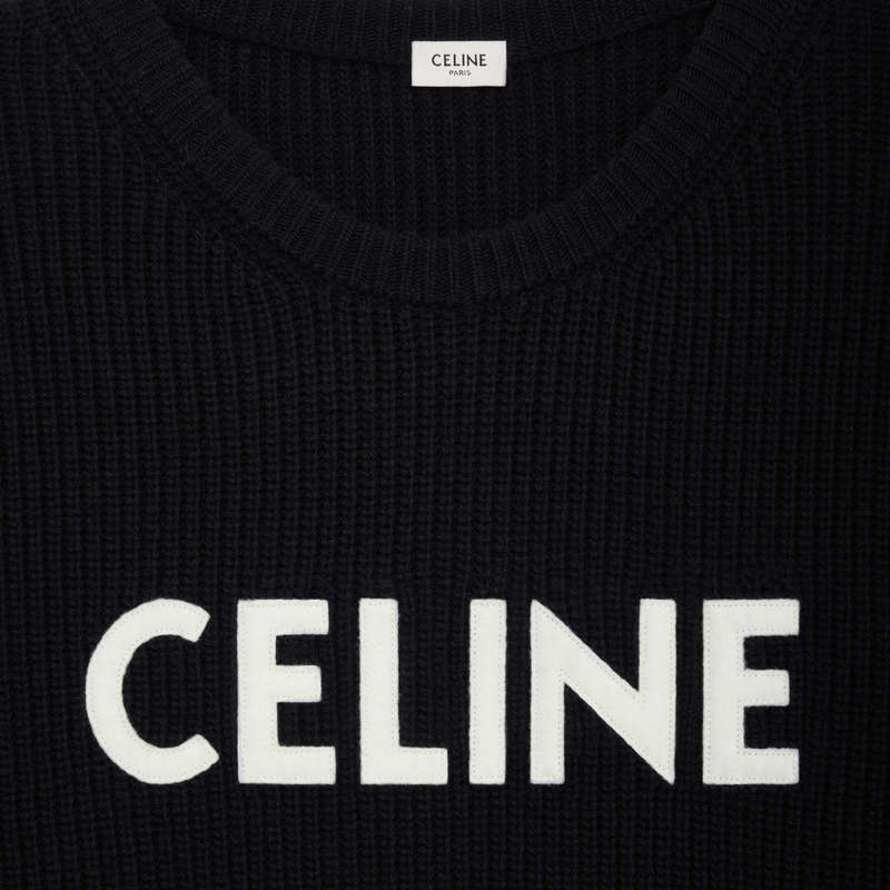 Knitwear Celine Oversized In Nervuré Laine Noir | CL-592101