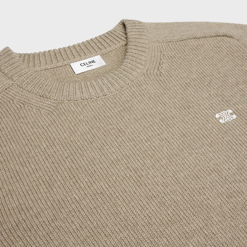 Knitwear Celine Triomphe Crew Neck In Laine And Cashmere Marron | CL-592099