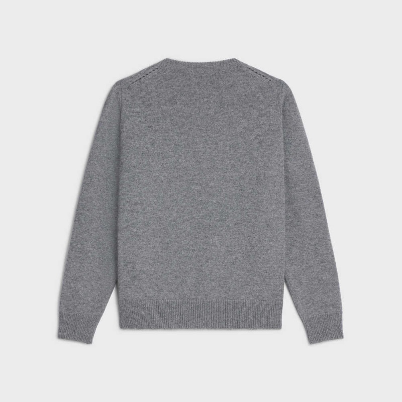 Knitwear Celine Triomphe V-neck In Heritage Cashmere Grise | CL-592704