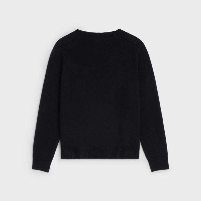 Knitwear Celine Triomphe V-neck In Heritage Cashmere Noir | CL-592703