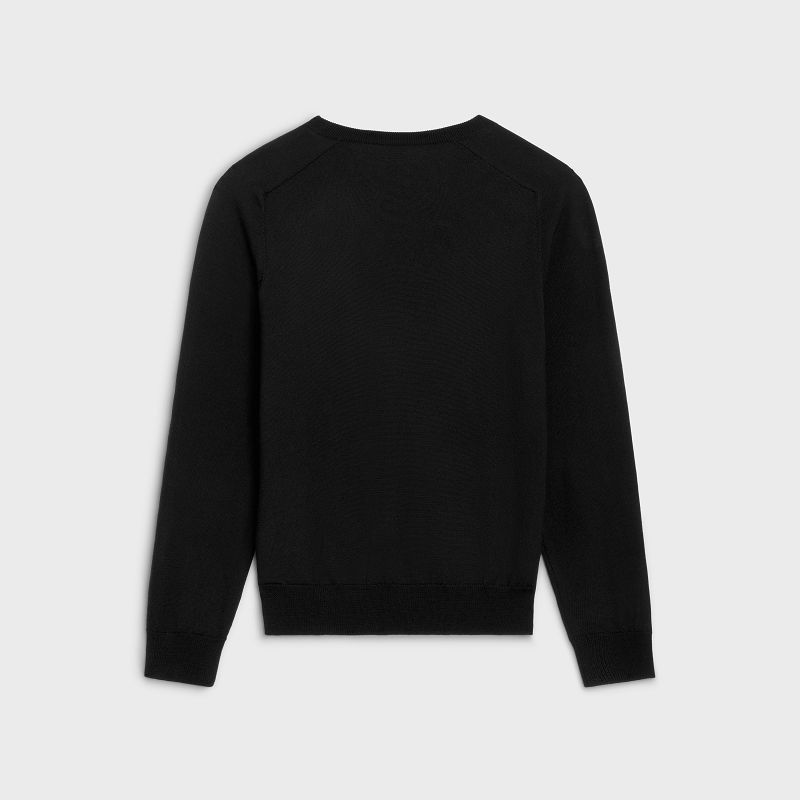 Knitwear Celine Triomphe V-neck In Laine Noir | CL-592095