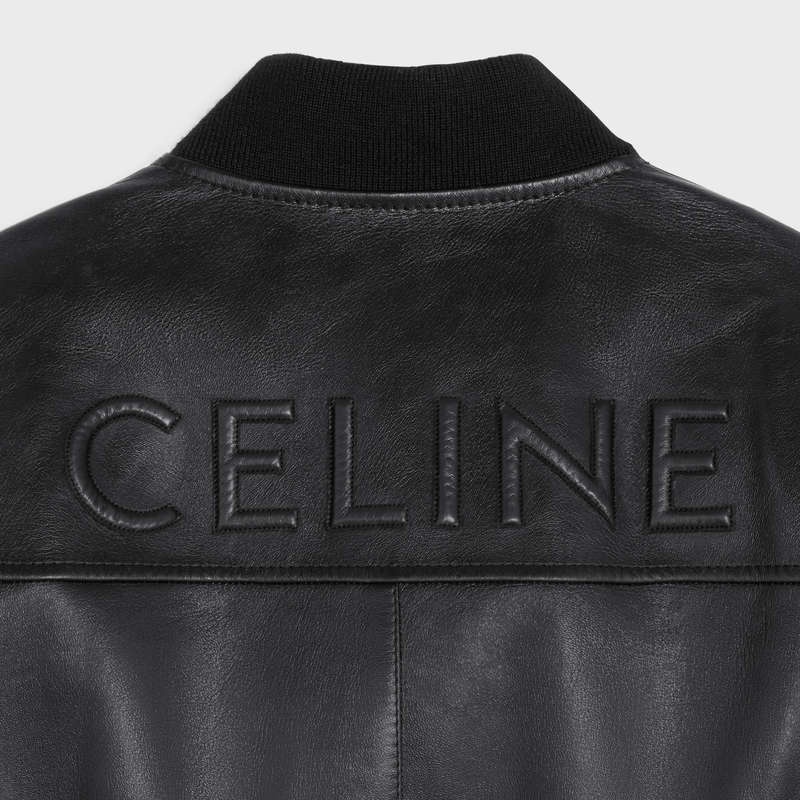 Leather Celine Blouson In Soft Noir | CL-591926