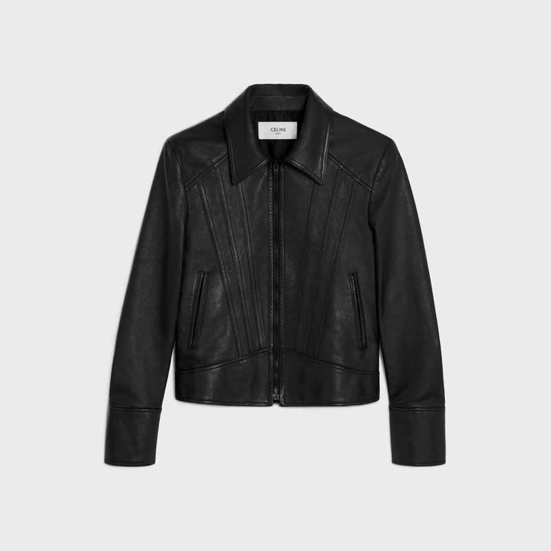 Leather Celine Droit Blouson In Soft Noir | CL-591919