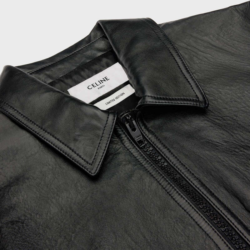 Leather Celine Wiltern Blouson In Soft Noir | CL-591915