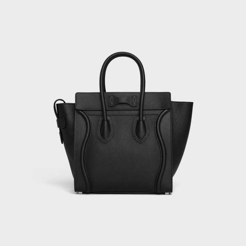 Luggage Celine Micro Handbag In Drummed Calfskin Noir | CL-593051