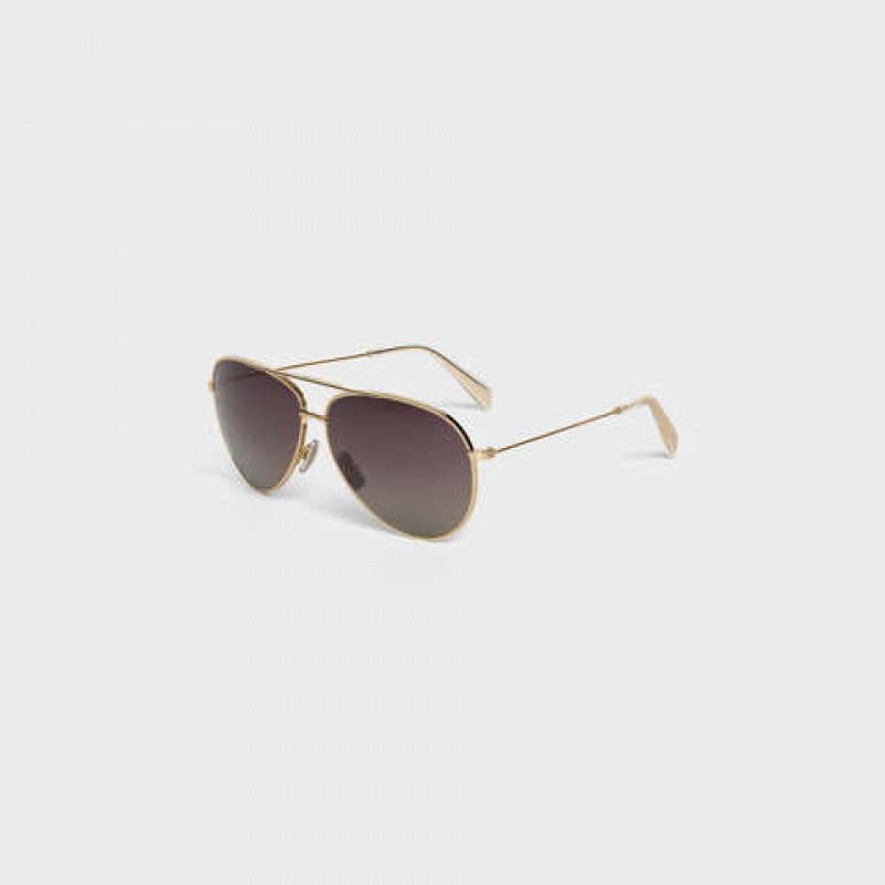 Lunette de Soleil Celine Metal Frame 01 In Metal With Polarized Lenses Doré Grise | CL-591758