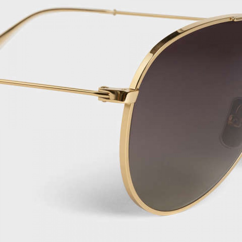 Lunette de Soleil Celine Metal Frame 01 In Metal With Polarized Lenses Doré Grise | CL-591758