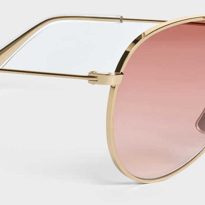 Lunette de Soleil Celine Metal Frame 02 In Metal Doré Rose | CL-592411