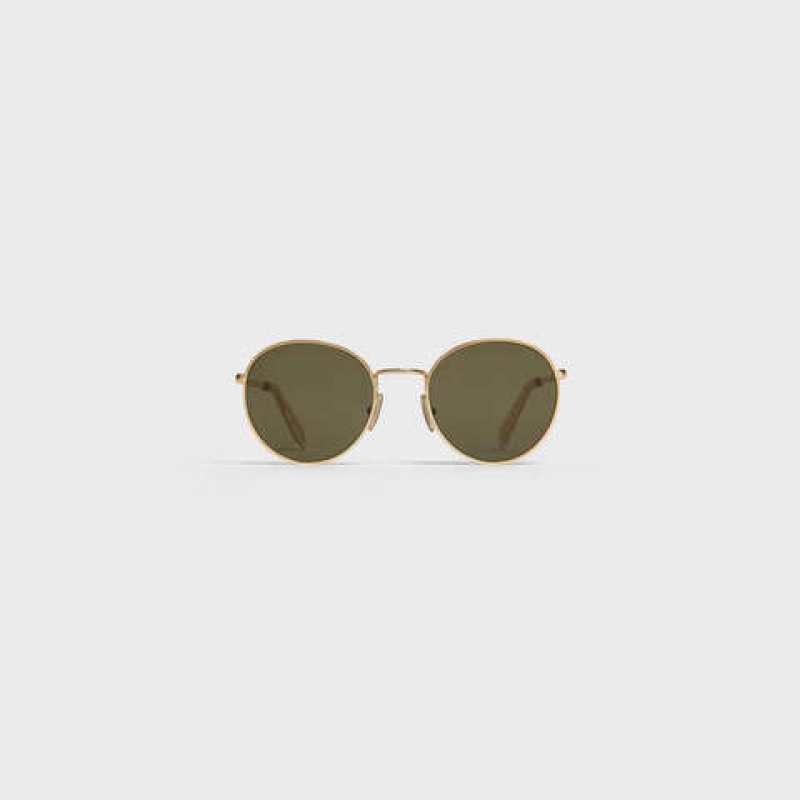 Lunette de Soleil Celine Metal Frame 06 In Metal With Mineral Glass Lenses Doré Vert | CL-591759