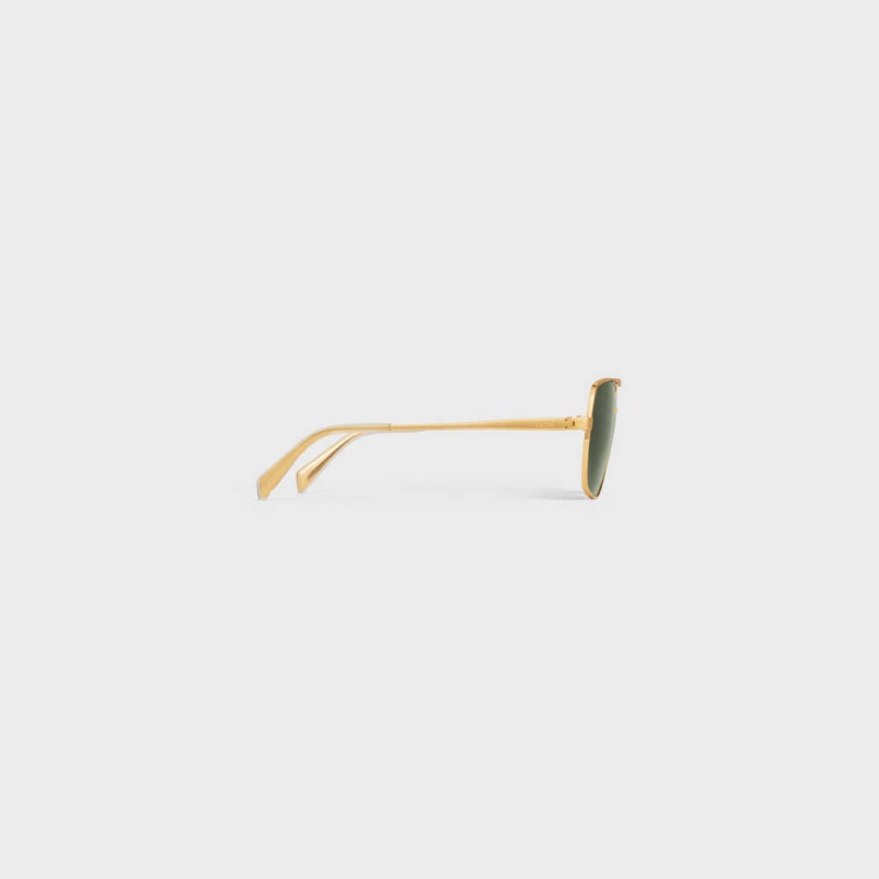 Lunette de Soleil Celine Metal Frame 24 In Metal Doré Vert | CL-592409