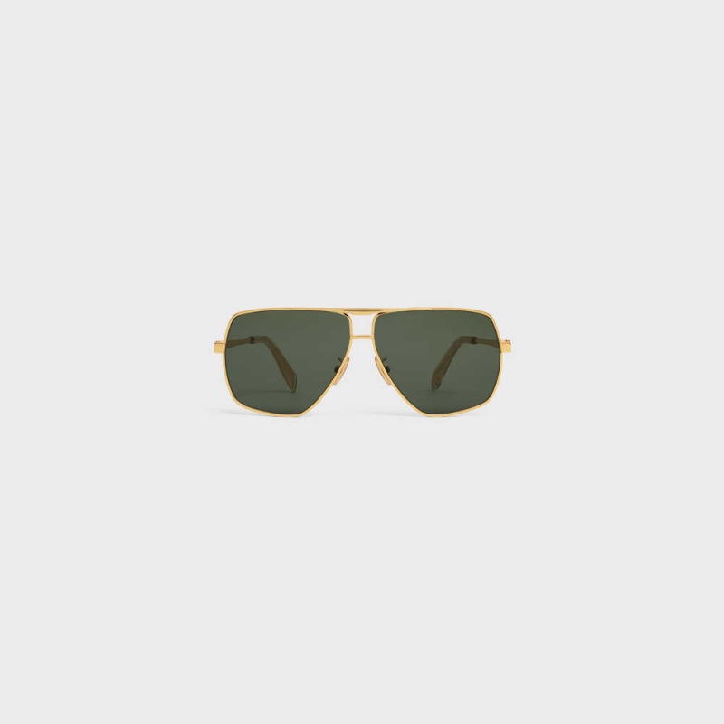 Lunette de Soleil Celine Metal Frame 24 In Metal Doré Vert | CL-592409