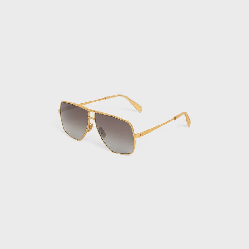 Lunette de Soleil Celine Metal Frame 25 In Metal With Polarized Lenses Doré Marron | CL-591755