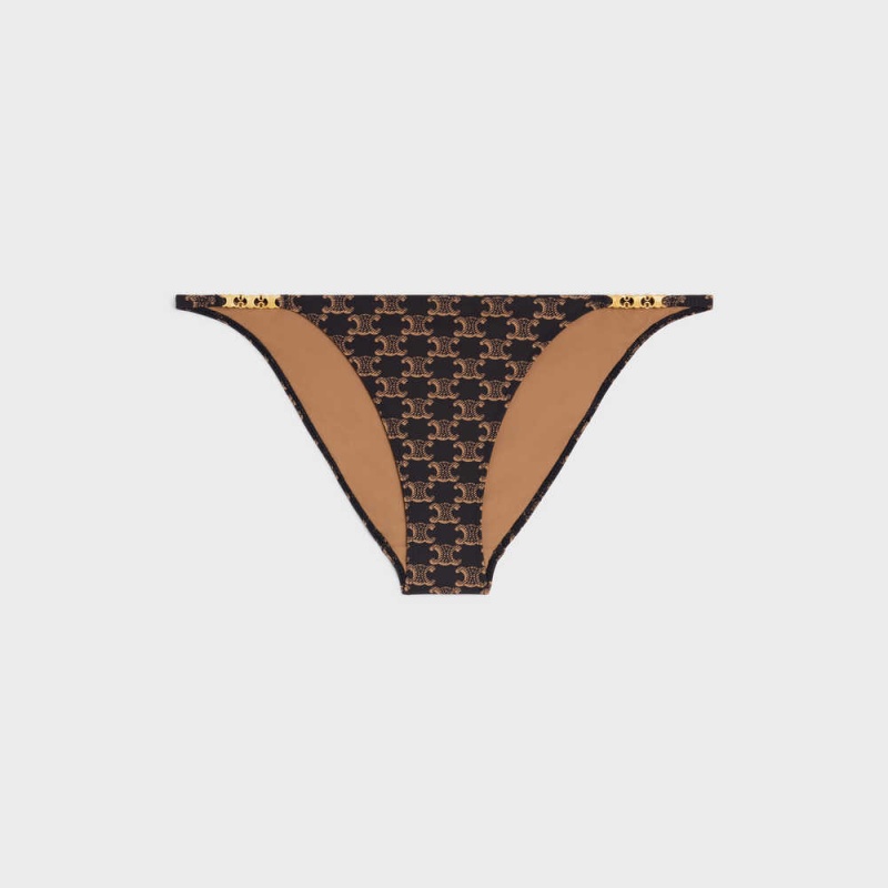 Maillots De Bain Celine Bottom In Matte Monogram Jersey Marron | CL-592767