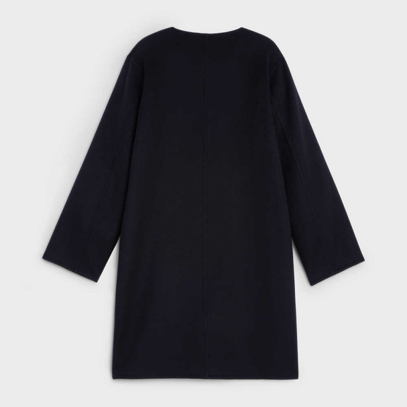 Manteaux Celine With Pure Collar In Double Faced Cashmere Noir | CL-592623