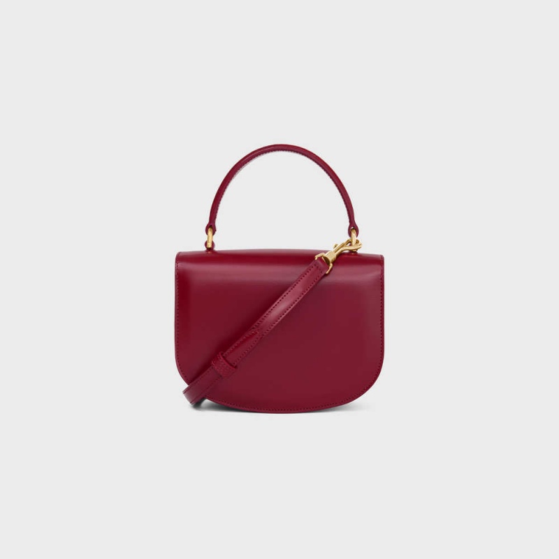 Mini Sacs Celine Besace Triomphe In Shiny Calfskin Bordeaux | CL-593030