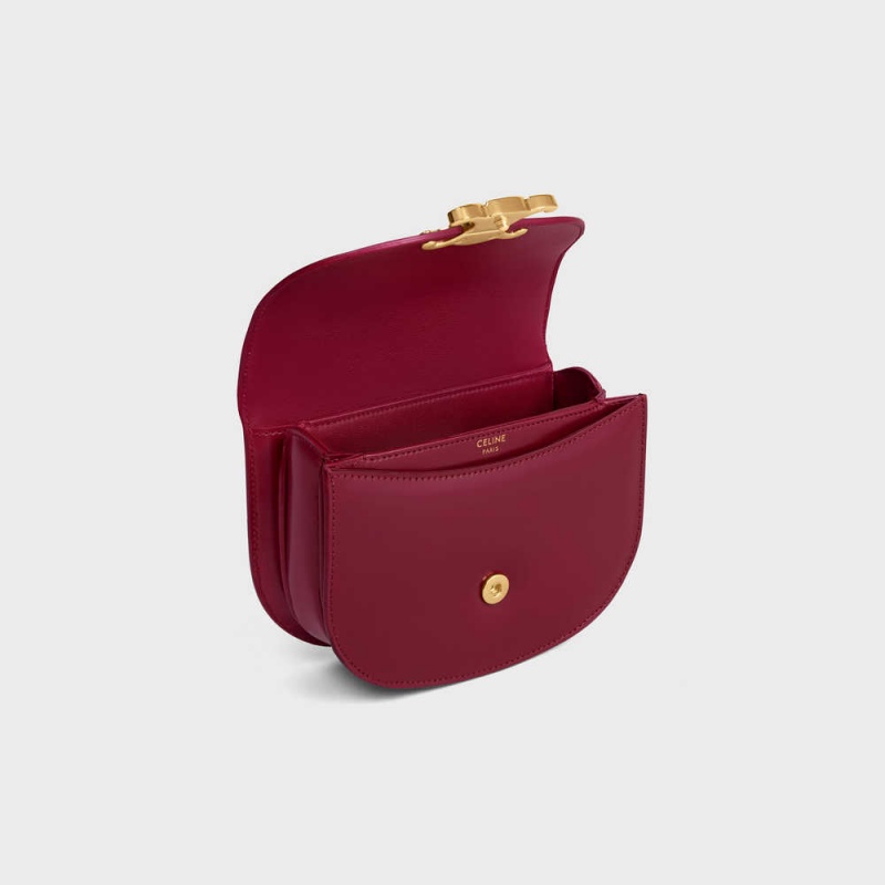 Mini Sacs Celine Besace Triomphe In Shiny Calfskin Bordeaux | CL-593030