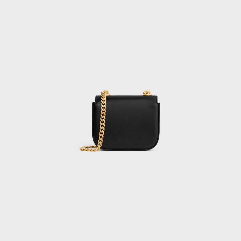 Mini Sacs Celine Triomphe On Chain In Shiny Calfskin Noir | CL-593007