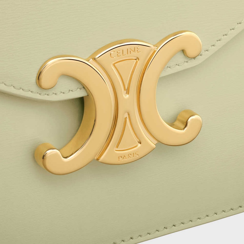 Mini Sacs Celine Wallet On Chain Triomphe In Shiny Calfskin Vert | CL-593023