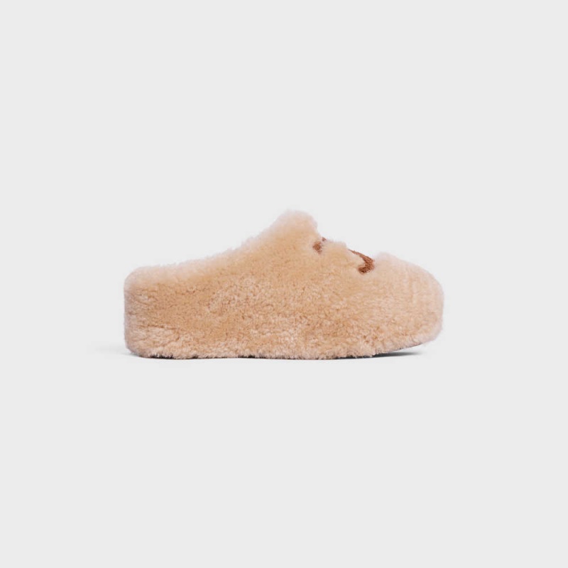 Mocassin Celine Fur Mule In Shearling Blanche | CL-592537