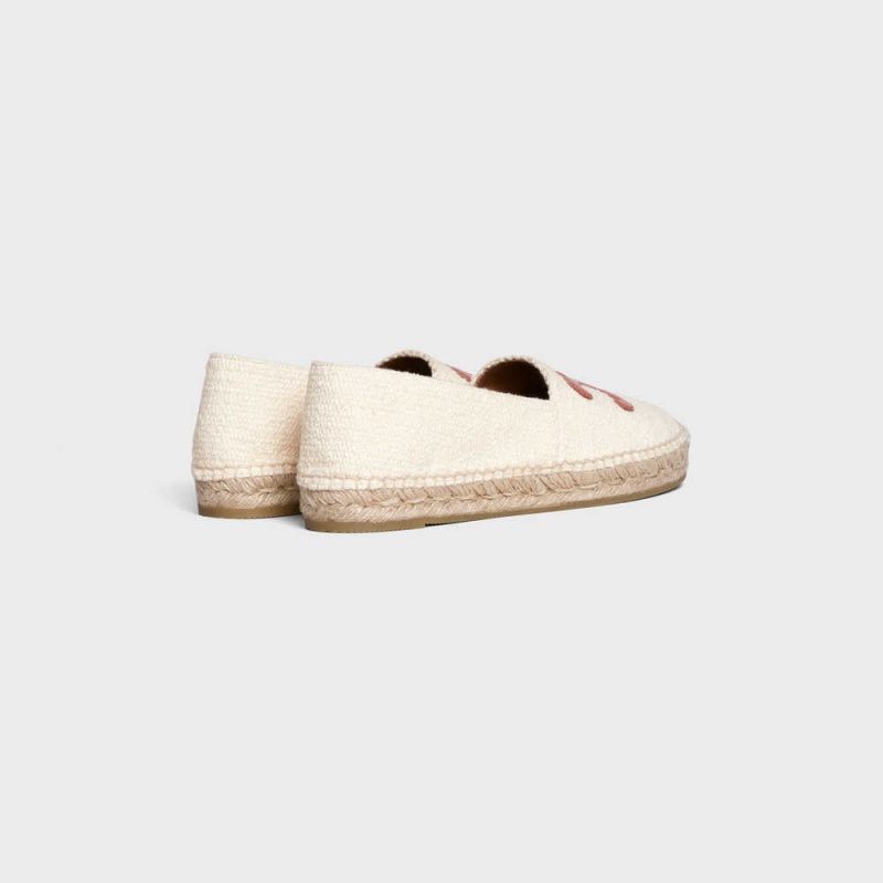 Mocassin Celine Les Espadrilles With Triomphe Signature In Tweed & Calfskin Blanche | CL-592540