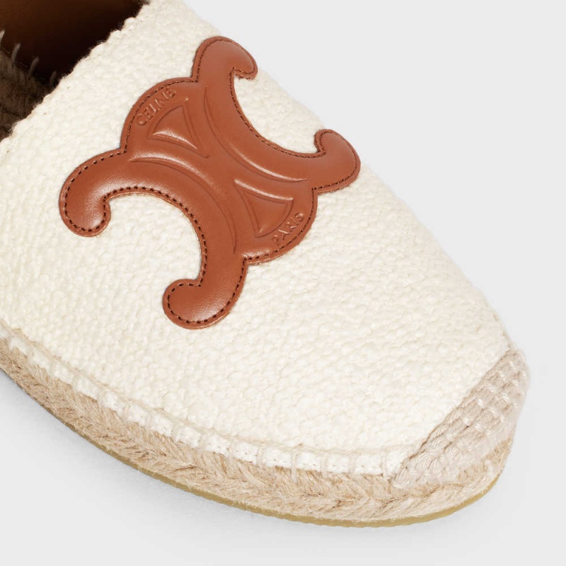 Mocassin Celine Les Espadrilles With Triomphe Signature In Tweed & Calfskin Blanche | CL-592540