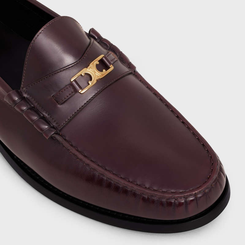 Mocassin Celine Luco Triomphe In Polished Bullskin Bordeaux | CL-591885