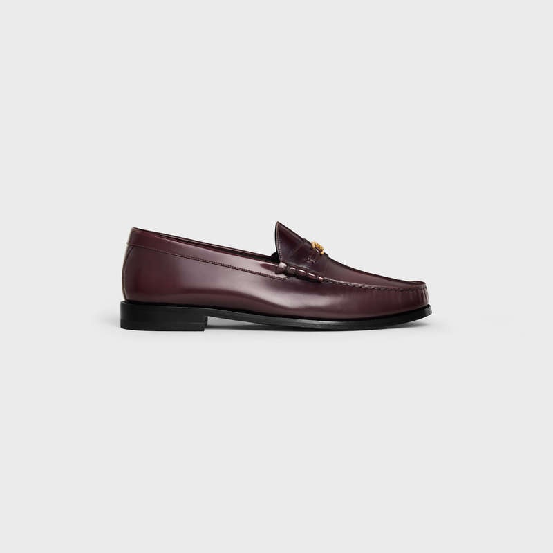 Mocassin Celine Luco Triomphe In Polished Bullskin Bordeaux | CL-591885