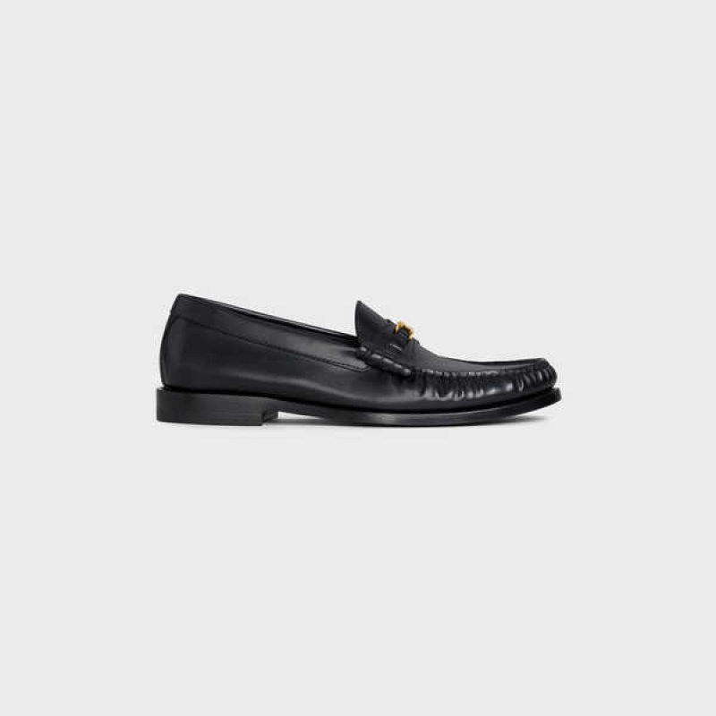 Mocassin Celine Luco Triomphe In Polished Calfskin Noir | CL-592526