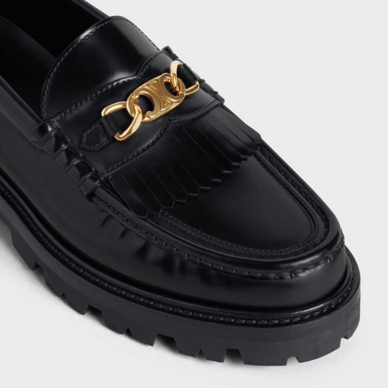 Mocassin Celine Margaret With Triomphe Chain In Polished Bull Noir | CL-592524