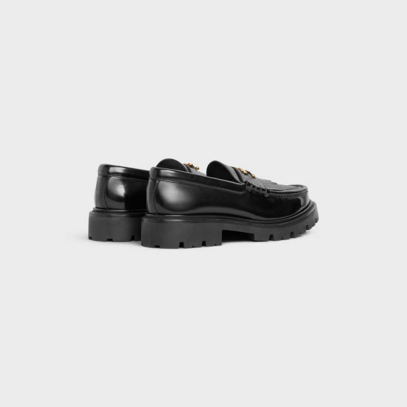 Mocassin Celine Margaret With Triomphe Frame In Polished Bullskin Noir | CL-592525